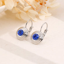 Load image into Gallery viewer, Simple and Fashion Geometric Round Blue Cubic Zirconia 316L Stainless Steel Earrings