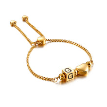 Load image into Gallery viewer, Fashion Personality Plated Gold Heart-shaped English Alphabet G Square 316L Stainless Steel Bracelet