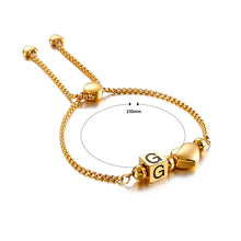 Load image into Gallery viewer, Fashion Personality Plated Gold Heart-shaped English Alphabet G Square 316L Stainless Steel Bracelet
