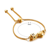 Load image into Gallery viewer, Fashion Personality Plated Gold Heart-shaped English Alphabet K Square 316L Stainless Steel Bracelet