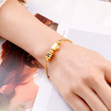 Load image into Gallery viewer, Fashion Personality Plated Gold Heart-shaped English Alphabet R Square 316L Stainless Steel Bracelet