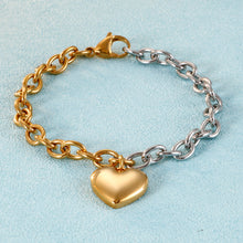 Load image into Gallery viewer, Simple and Romantic Plated Gold Heart-shaped Two-tone 316L Stainless Steel Bracelet