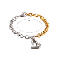 Load image into Gallery viewer, Simple and Sweet Hollow Heart-shaped Two-tone 316L Stainless Steel Bracelet