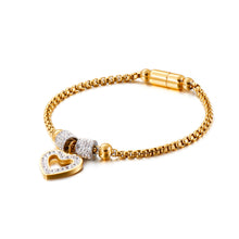 Load image into Gallery viewer, Fashion Classic Plated Gold Heart-shaped 316L Stainless Steel Bracelet with Cubic Zirconia