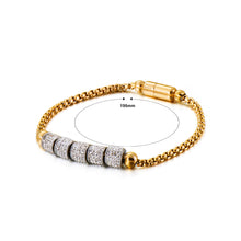 Load image into Gallery viewer, Fashion Bright Plated Gold Geometric Round Beads Cubic Zirconia 316L Stainless Steel Bracelet