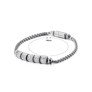 Fashion Bright Geometric Round Bead Cubic Zirconia 316L Stainless Steel Bracelet