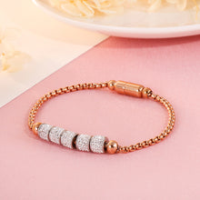 Load image into Gallery viewer, Fashion Bright Plated Rose Gold Geometric Round Beads Cubic Zirconia 316L Stainless Steel Bracelet