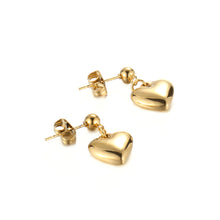 Load image into Gallery viewer, Simple and Sweet Plated Gold Heart-shaped 316L Stainless Steel Earrings