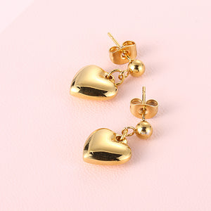 Simple and Sweet Plated Gold Heart-shaped 316L Stainless Steel Earrings