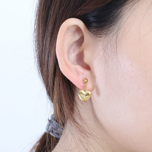 Simple and Sweet Plated Gold Heart-shaped 316L Stainless Steel Earrings
