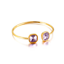 Load image into Gallery viewer, Simple Fashion Plated Gold Geometric Purple Cubic Zirconia 316L Stainless Steel Bangle