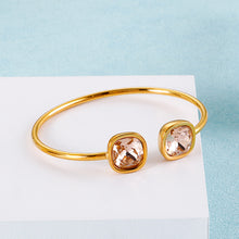 Load image into Gallery viewer, Simple Fashion Plated Gold Geometric Brown Cubic Zirconia 316L Stainless Steel Bangle