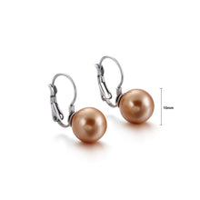 Load image into Gallery viewer, Simple and Elegant Geometric Brown Imitation Pearl 316L Stainless Steel Earrings