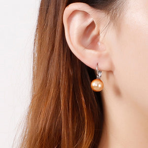 Simple and Elegant Geometric Brown Imitation Pearl 316L Stainless Steel Earrings