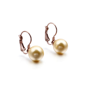 Fashion and Elegant Plated Rose Gold Geometric Yellow Imitation Pearl 316L Stainless Steel Earrings
