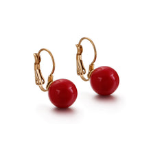 Load image into Gallery viewer, Fashion and Elegant Plated Gold Geometric Red Imitation Pearl 316L Stainless Steel Earrings