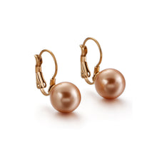 Load image into Gallery viewer, Fashion and Elegant Plated Gold Geometric Brown Imitation Pearl 316L Stainless Steel Earrings