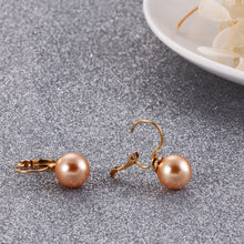 Load image into Gallery viewer, Fashion and Elegant Plated Gold Geometric Brown Imitation Pearl 316L Stainless Steel Earrings