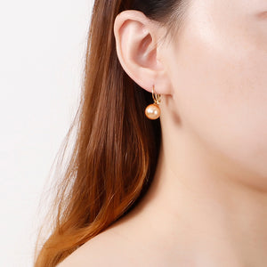 Fashion and Elegant Plated Gold Geometric Brown Imitation Pearl 316L Stainless Steel Earrings
