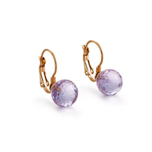 Load image into Gallery viewer, Fashion and Simple Plated Gold Geometric Round Light Purple Cubic Zirconia 316L Stainless Steel Earrings