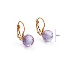 Load image into Gallery viewer, Fashion and Simple Plated Gold Geometric Round Light Purple Cubic Zirconia 316L Stainless Steel Earrings