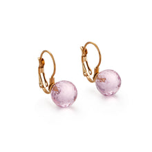 Load image into Gallery viewer, Fashion Simple Plated Gold Geometric Round Pink Cubic Zirconia 316L Stainless Steel Earrings