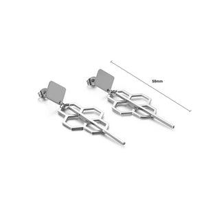 Simple Personality Geometric Diamond Tassel 316L Stainless Steel Earrings