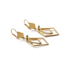 Load image into Gallery viewer, Simple Personality Plated Gold Hollow Geometric Diamond 316L Stainless Steel Earrings