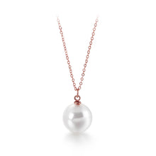 Load image into Gallery viewer, Simple Fashion Plated Rose Gold Geometric Round White Imitation Pearl Pendant with Necklace