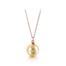 Load image into Gallery viewer, Simple Fashion Plated Rose Gold Geometric Round Yellow Imitation Pearl Pendant with Necklace