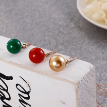 Load image into Gallery viewer, Simple Fashion Plated Rose Gold Geometric Round Green Imitation Pearl Pendant with Necklace