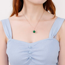 Load image into Gallery viewer, Simple Fashion Plated Rose Gold Geometric Round Green Imitation Pearl Pendant with Necklace