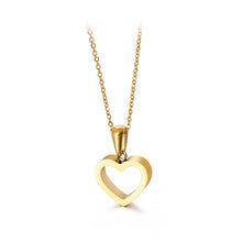 Load image into Gallery viewer, Simple and Sweet Plated Gold Hollow Heart-shaped 316L Stainless Steel Pendant with Necklace