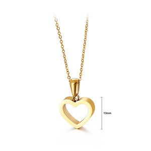 Simple and Sweet Plated Gold Hollow Heart-shaped 316L Stainless Steel Pendant with Necklace