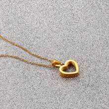 Load image into Gallery viewer, Simple and Sweet Plated Gold Hollow Heart-shaped 316L Stainless Steel Pendant with Necklace