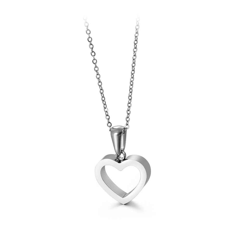 Simple and Sweet Hollow Heart-shaped 316L Stainless Steel Pendant with Necklace