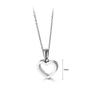 Simple and Sweet Hollow Heart-shaped 316L Stainless Steel Pendant with Necklace