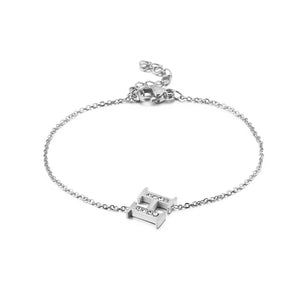 Simple Personality English Alphabet H 316L Stainless Steel Bracelet with Cubic Zirconia