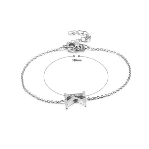 Simple Personality English Alphabet K 316L Stainless Steel Bracelet with Cubic Zirconia