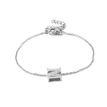 Load image into Gallery viewer, Simple Personality English Alphabet M 316L Stainless Steel Bracelet with Cubic Zirconia