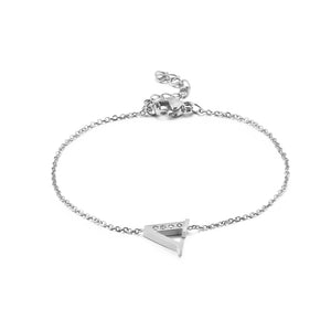 Simple Personality English Alphabet V 316L Stainless Steel Bracelet with Cubic Zirconia