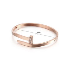 Load image into Gallery viewer, Simple Personality Plated Rose Gold Geometric 316L Stainless Steel Bangle with Cubic Zirconia