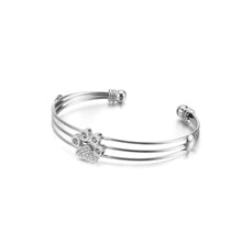 Load image into Gallery viewer, Simple and Lovely Cat Paw Footprint 316L Stainless Steel Bangle with Cubic Zirconia