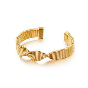 Fashion Personality Plated Gold Geometric Spiral Strap 316L Stainless Steel Bangle