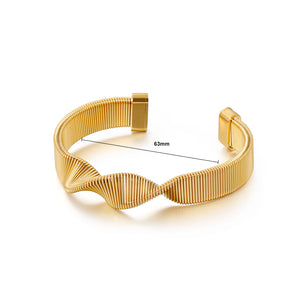 Fashion Personality Plated Gold Geometric Spiral Strap 316L Stainless Steel Bangle
