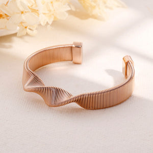Fashion Personality Plated Rose Gold Geometric Spiral Strap 316L Stainless Steel Bangle