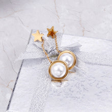 Load image into Gallery viewer, Simple and Creative Plated Gold Star Tassel Imitation Pearl 316L Stainless Steel Earrings