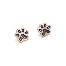 Load image into Gallery viewer, Simple and Cute Plated Gold Cat&#39;s Paw Footprint 316L Stainless Steel Stud Earrings with Cubic Zirconia