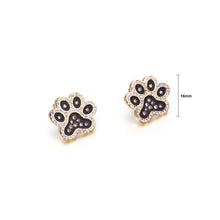 Load image into Gallery viewer, Simple and Cute Plated Gold Cat&#39;s Paw Footprint 316L Stainless Steel Stud Earrings with Cubic Zirconia