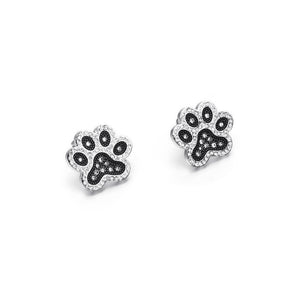 Simple and Cute Cat Claw Footprint 316L Stainless Steel Stud Earrings with Cubic Zirconia